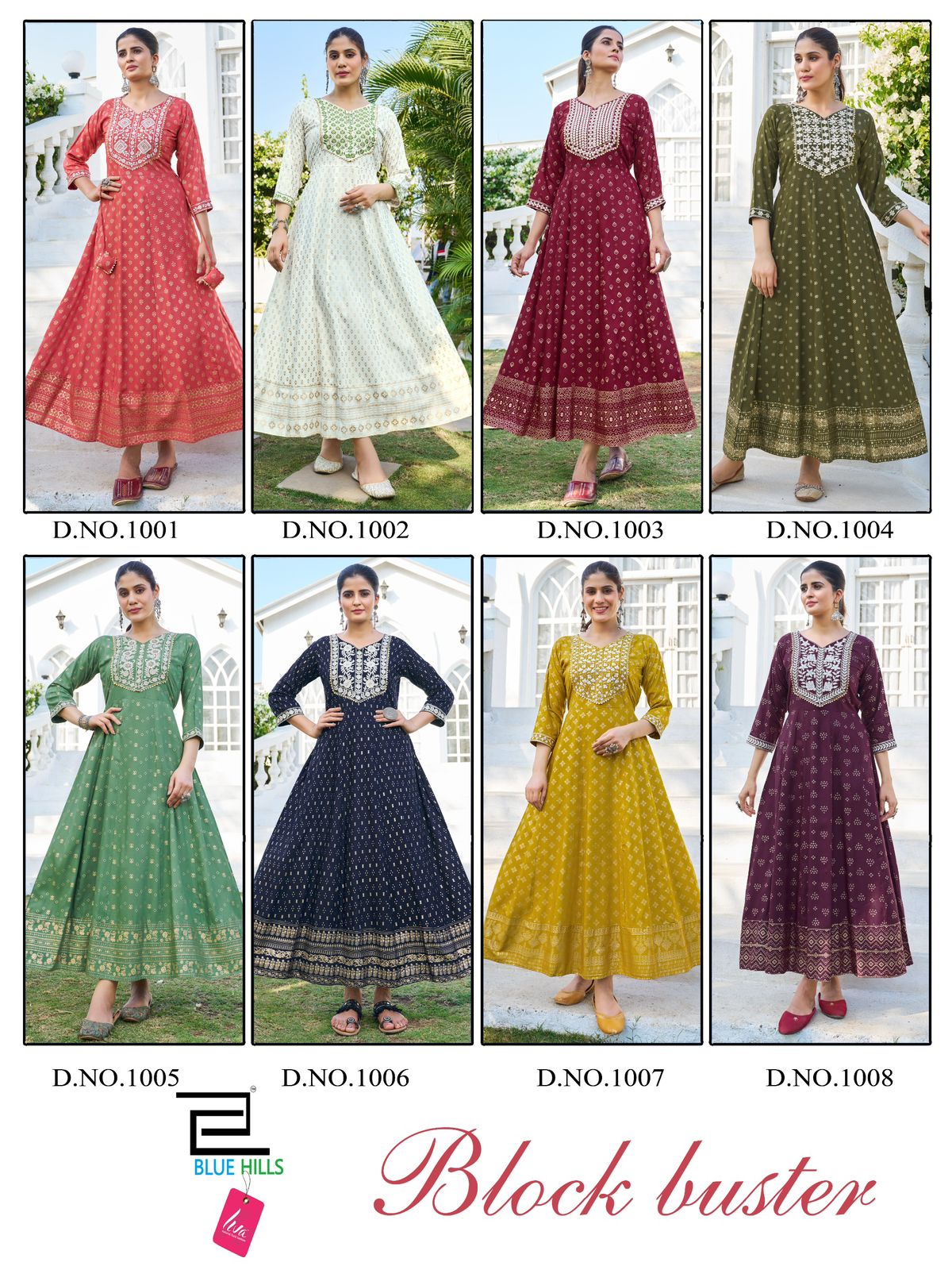 Block Buster By Blue Hills Rayon Foil Print Anarkali Kurtis Wholesale Suppliers In Mumbai
